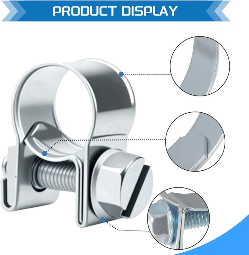 JTAREA 11-13MM Fuel Injection Hose Clamps 7/16"-1/2" Gas Line Clamps Pipe Clamp for Automotive Diesel Petrol Pipes - Image 3